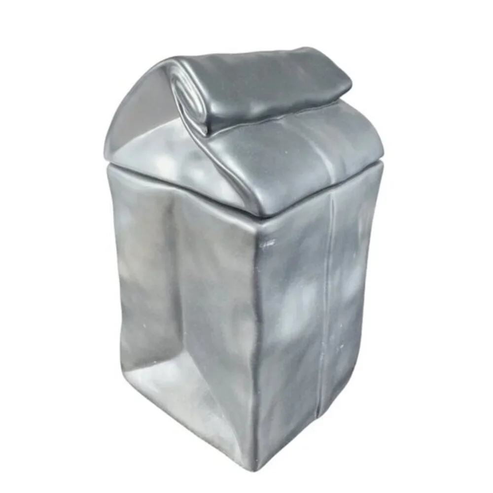 Chantal Ceramic Black Paper Bag Canister Container‎ Jar 48oz Porcelain Jar VTG